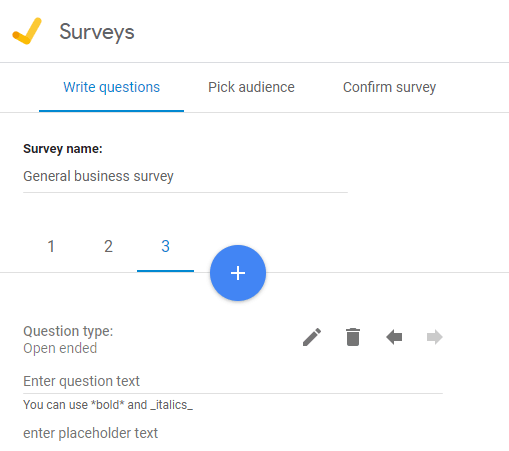 Google survey tool