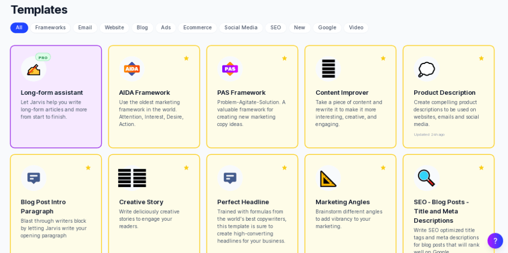 Jarvis AI content types