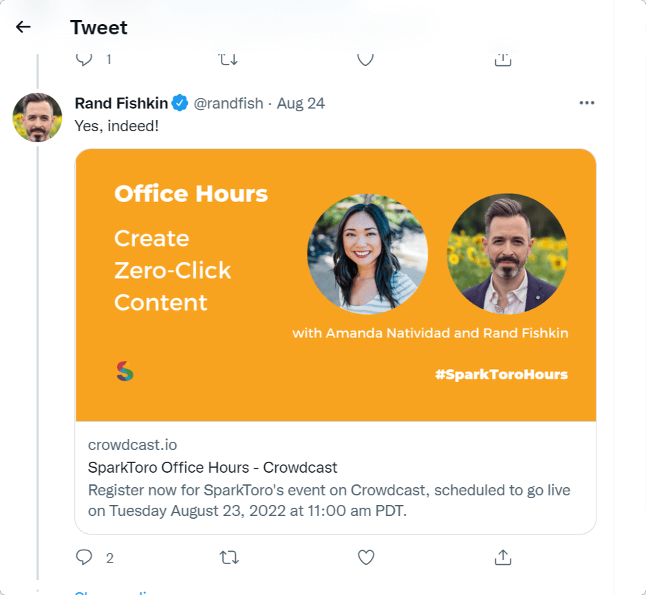 Office hours shared on Twitter